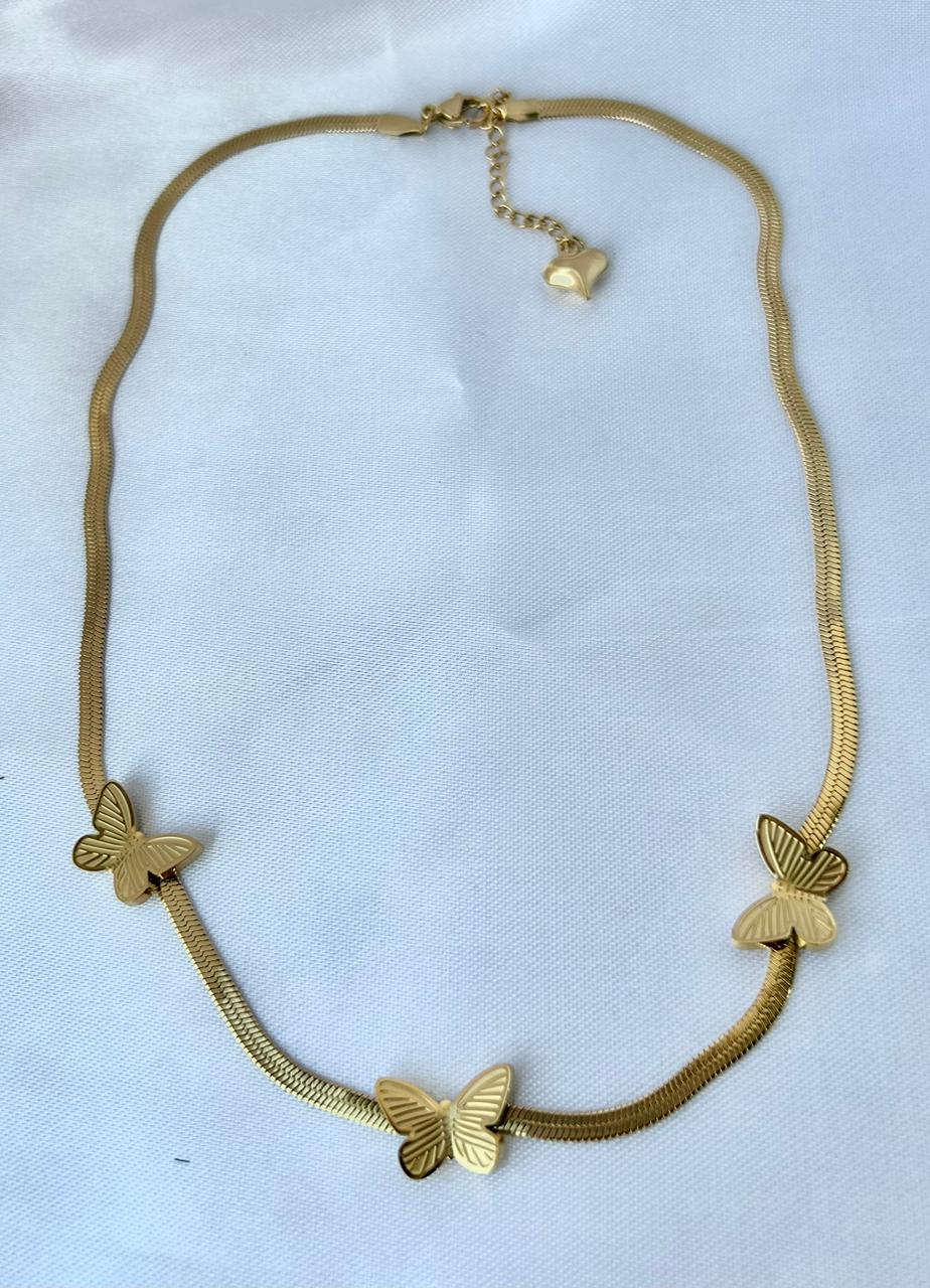Collar Cadena planchada con Mariposas