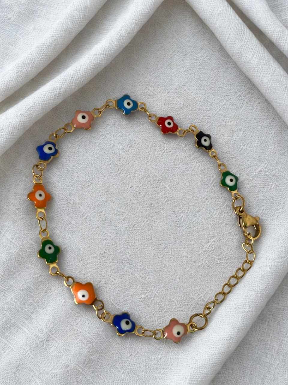 Pulsera de Ojo turco flor